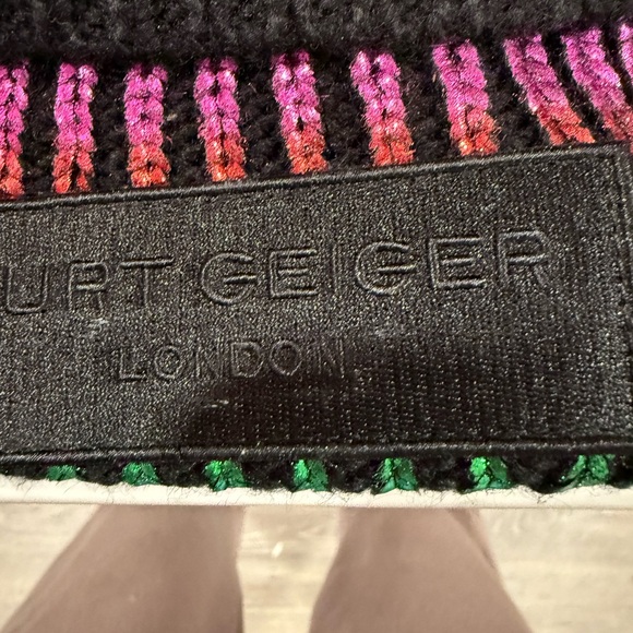 Kurt Geiger WOMENS  Multicolor Beanie with Black Pom Pom - Picture 2 of 3